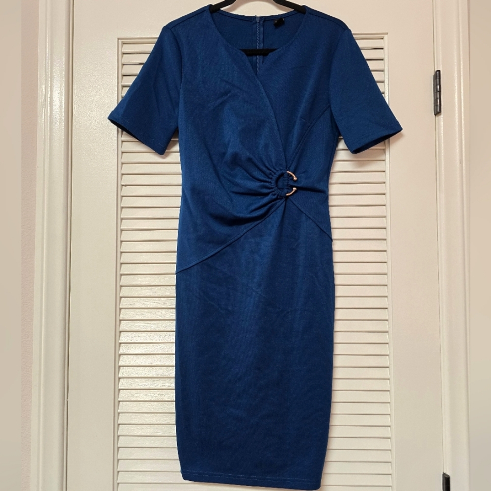Vfshow Vfemage - Short-Sleeve Formal Business Casual Dress With Back Zipper